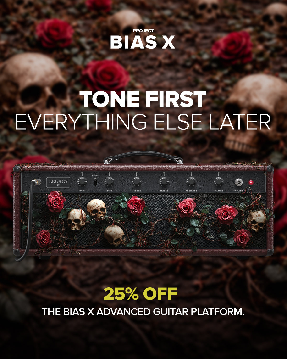 Tone first. Everything else later. 25% OFF the BIAS X advanced guitar platform.